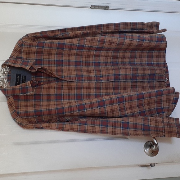 Massimo Dutti Tessuto Italiano mens L long sleeve button down plaid shirt - Picture 2 of 11